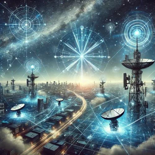 DALL·E 2024-10-19 17.11.09 - An image representing 'Advancing Communication Networks_ Repeater Projects' set in a futuristic space and sky environment. The design should feature s