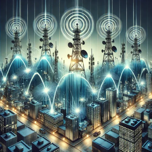 DALL·E 2024-10-19 17.13.33 - An image representing 'Key Repeater Deployments' in a modern telecommunications and network environment. The design should include various types of re